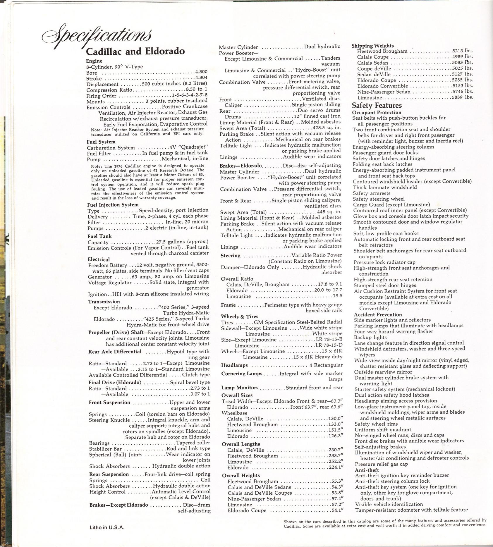 1976 Cadillac Brochure Page 5